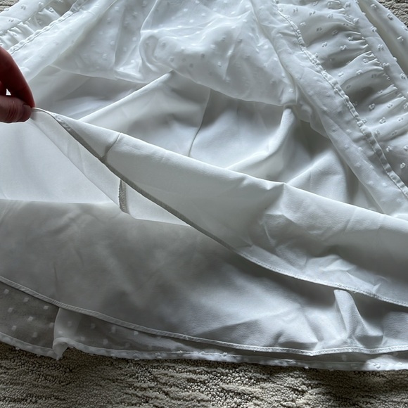 EXLURA Women‘s Tie Back Swiss Dot Square Neck Ruched Long Sleeve Ruffle Dress - Picture 10 of 11